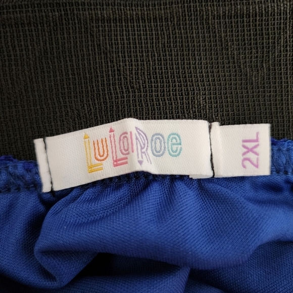 LulaRoe Royal Blue Lace Lined Lola Skirt Women's 2X Elastic Waist Plus Size EUC - Picture 5 of 6